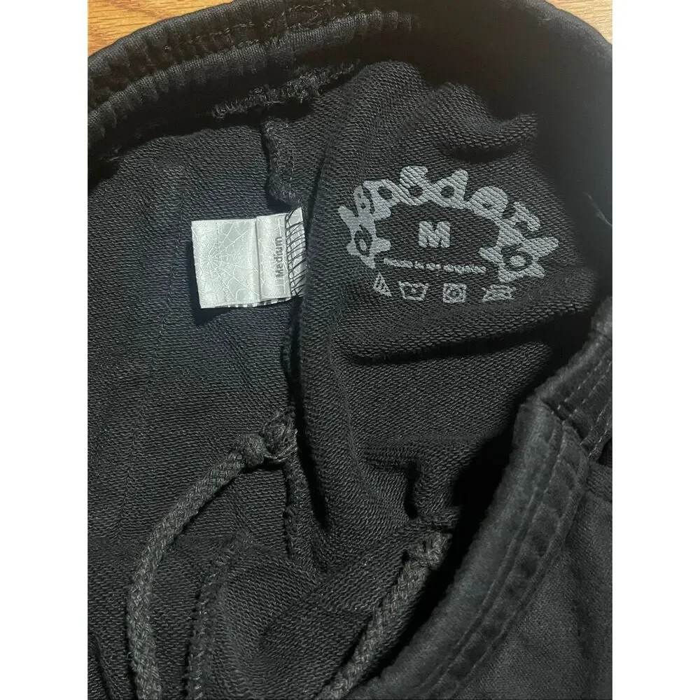Sp5der Men’s Puff Print Black Logo Sweatpants Medium